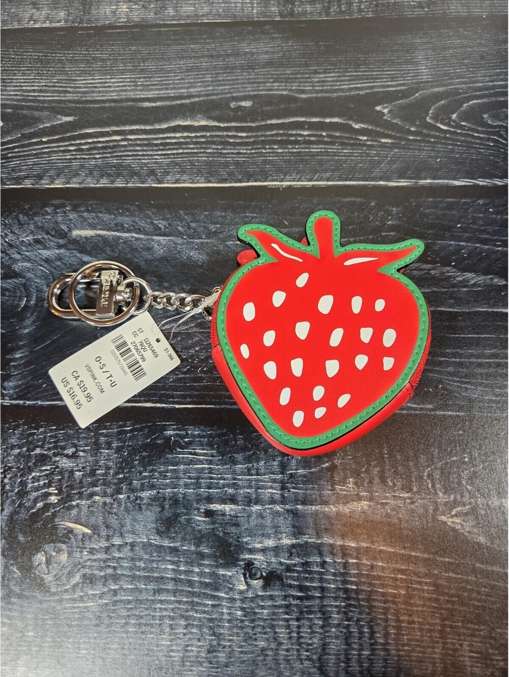 Victoria's Secret Pink Red Strawberry Pouch Keychain